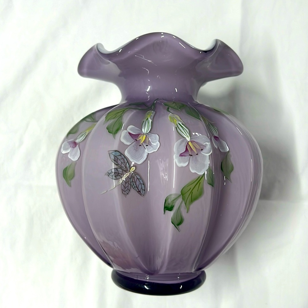 Vintage Fenton lavender sweet briar vase